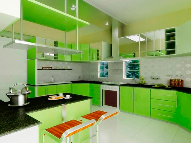 кухни зеленые